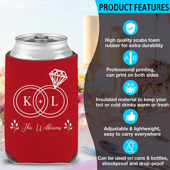 Custom Wedding Can Cooler, Personalized Bulk Wedding Beer Sleeves with Photo Name Date