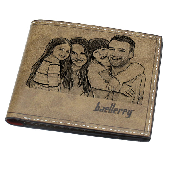 Personalized Photo Men Wallets Engraved  for Father Day Gifts