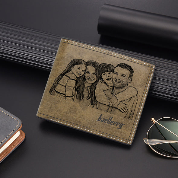 Personalized Photo Men Wallets Engraved  for Father Day Gifts
