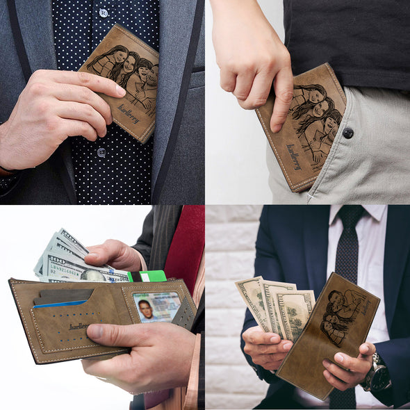 Custom Wallets for Men, Personalized Wallets for Dad Boyfriend Son Him-Brown