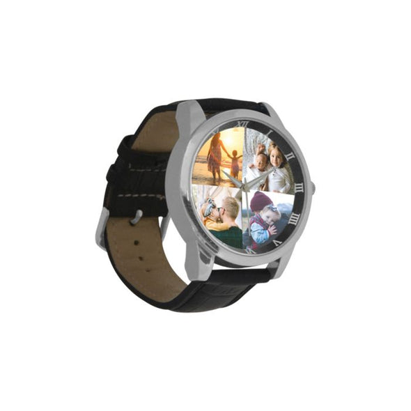 Fathers Day Gifts Custom Picture Watches, Personalized Photo/Text Leather Strap Watches for Men, Dad