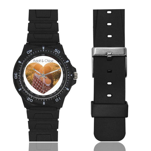 Fathers Day Gifts Custom Photo Watch, Personalized Image/Text Plastic Watches for Men, Dad, Boyfriend