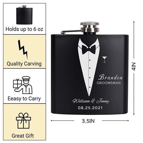 Personalized Engraved Flask for Men, Custom Stainless Steel Flasks Gifts