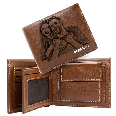 Personalized Mens Photo Picture Wallet,Customized Engraved Leather Wallet For Men