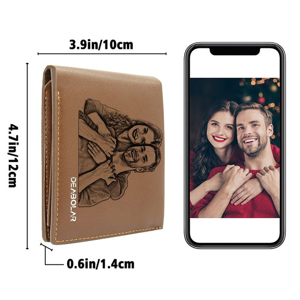 Personalized Mens Photo Picture Wallet,Customized Engraved Leather Wallet For Men
