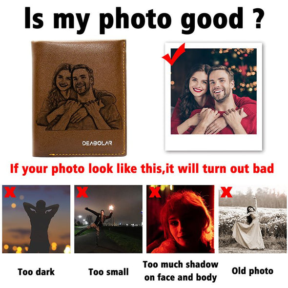 Customized Mens Photo Picture Wallet,Customized Engraved Leather Wallet For Him