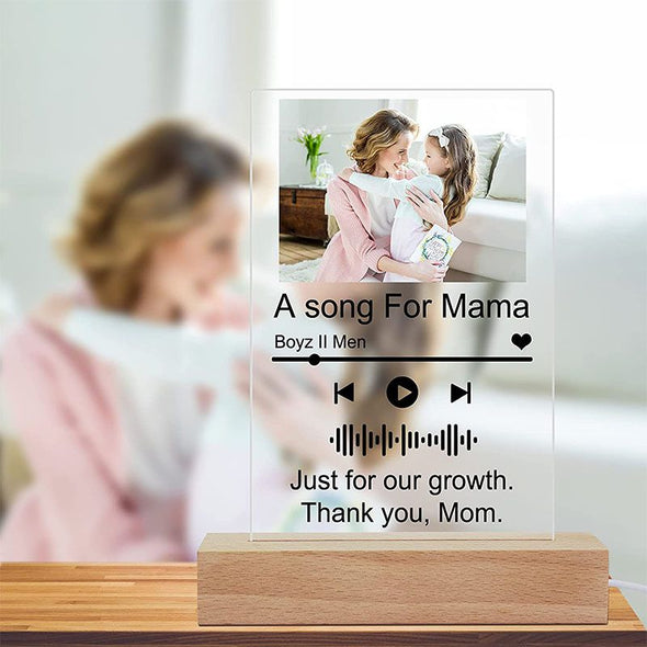 Music Glass Art Plaque Custom Night Light, Scannable Personalized Photo Song Album Cover Lamp