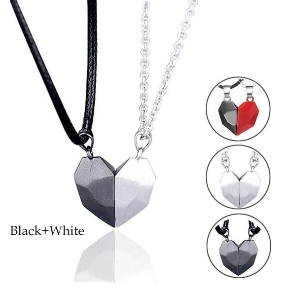 Wishing Stone Creative Magnet Couples Necklace,Two Souls One Heart Pendant Necklaces for Couple