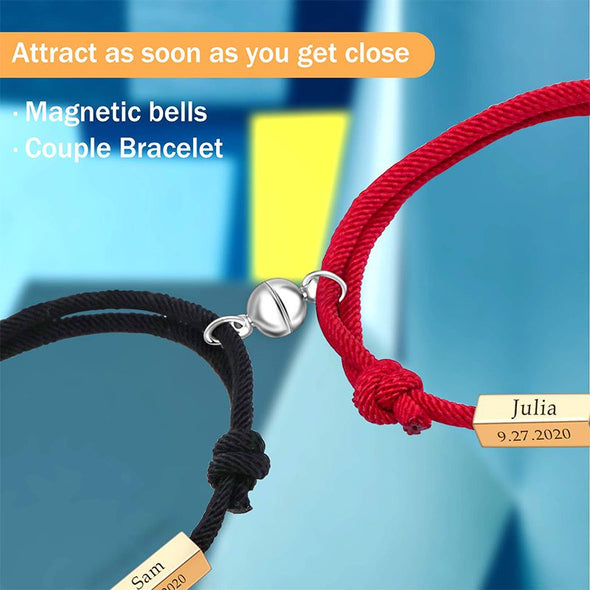 Magnetic Couple Bracelets, Custom Couple Bracelet for Him Her