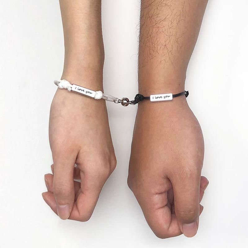 Custom Magnetic Couples Bracelets, Adjustable Matching Promise
