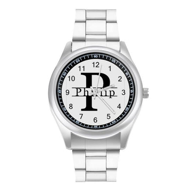 Fathers Day Gifts Personalized Name Watches, Custom Text Stainless Steel Watches for Men, Dad