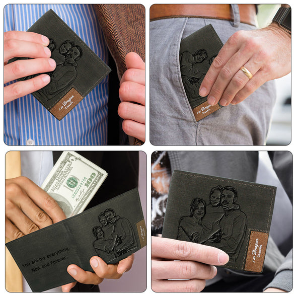 Personalized Engraved Wallet,  Custom Photo Men Wallets for Dad Boyfriend Son Him