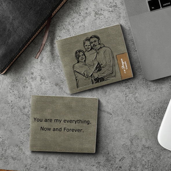 Engraved Personalized Men Photo Wallet for Fathers Day