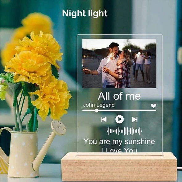 Personalized Photo Acrylic Music Code Acrylic Plaque And Keychain, Night Light for Mother's Day,Father's Day