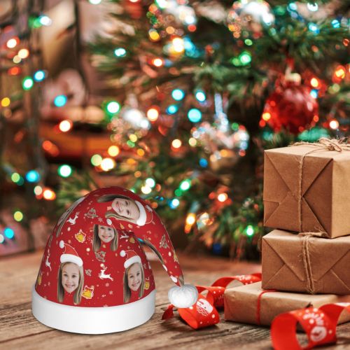 Personalized Face Christmas Hat, Custom Christmas Face Santa Hats for Adults Kids