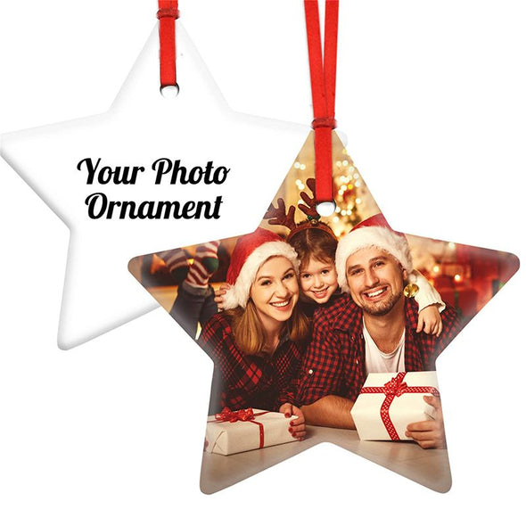 Personalized Heart Christmas Ornament, Custom Photo Ceramic Hanging Christmas Tree Ornaments