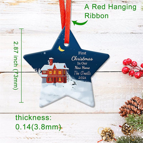 Personalized Star Christmas Ornament, Custom Photo Ceramic Christmas Tree Ornaments