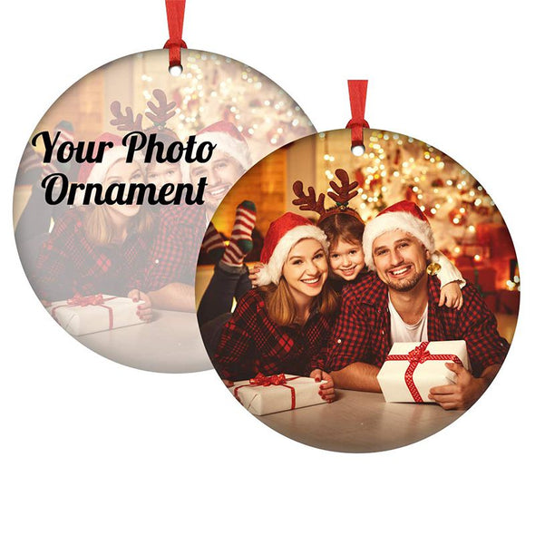 Personalized Star Christmas Ornament, Custom Photo Ceramic Hanging Christmas Tree Ornaments