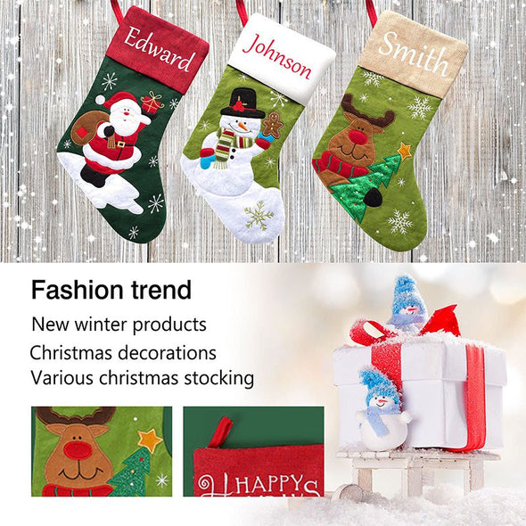 Personalized Christmas Stockings, Custom Christmas Stockings Name Tags, Xmas Stockings Family Decorations