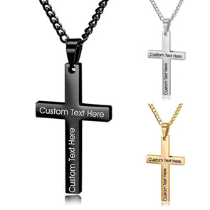 Mens Cross Necklace with Engraving, Custom Cross Necklace for Men with Your Text
       
        
          Amlion