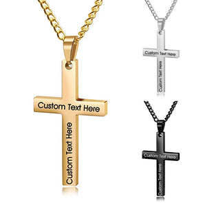 Engraved Cross Necklace for Men, Custom Mens Cross Necklace Engraved with Your Text
       
        
          Amlion