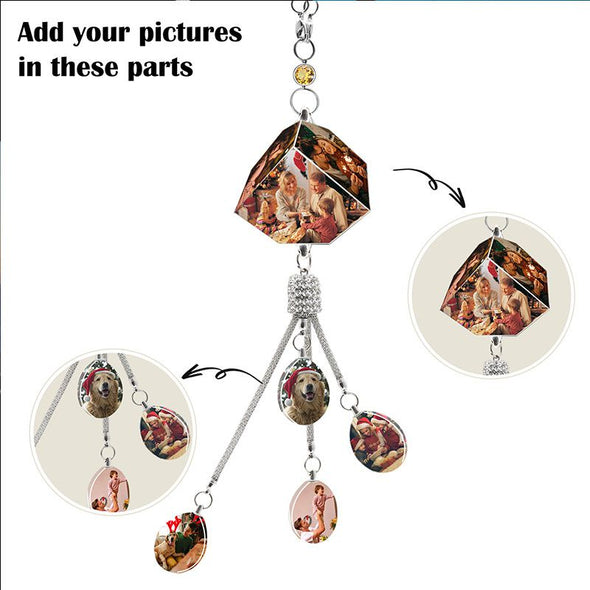 Personalized Photo Car Hanging Accessories, Custom Car Rearview Mirror Hanging Accessories Crystal-Cube