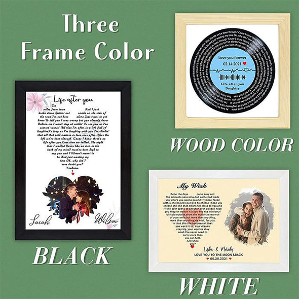 Custom Music Lyrics Song Art Frame, Personalized Song Lyrics with Photo Frames for Valentine's Day, Mother & Father's Day