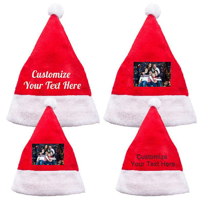 Personalized Santa Hat with Name Photo, Custom Christmas Hats for Women,Men,Kids