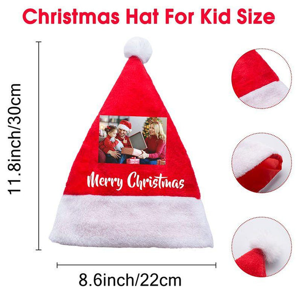 Personalized Santa Hat, Christmas Hats with Name Photo for Adult Kid