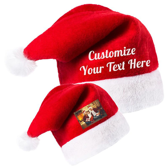 Custom Santa Hat with Name Photo, Personalized Christmas Hats for Women,Men,Kids