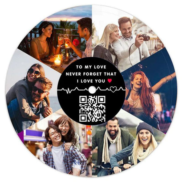 Personalized Vinyl Record Photo Collage, Custom Vinyl Record Collage with Pictures/QR Code Gift for Anniversary Wedding