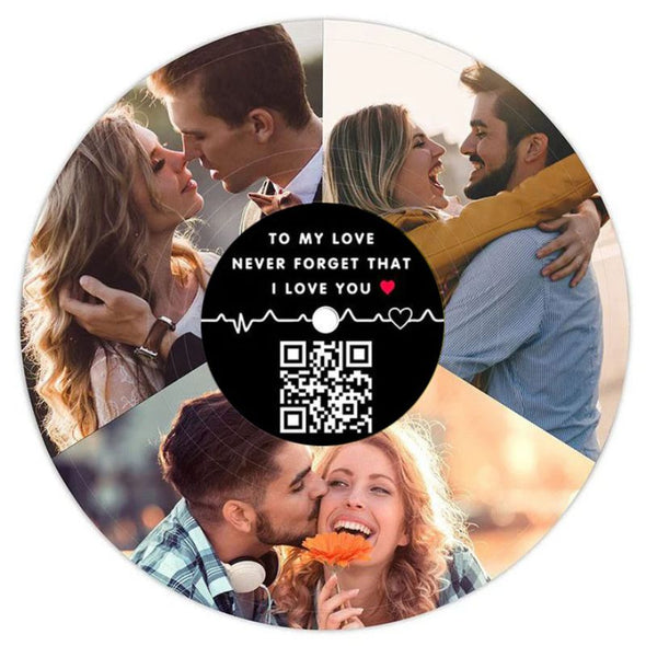 Custom Personalized Vinyl Record Photo Collage with QR Code, Customized Vinyl Records Wall Art Display Gift