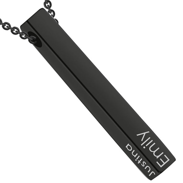Personalized Pendant Necklace,Custom 3D Engraved Bar Necklace Key Chain,Black - amlion