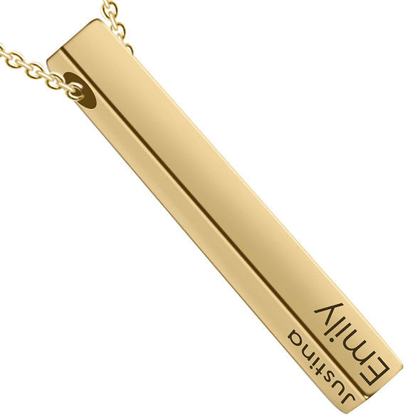 Personalized Pendant Necklace,Custom Engraved 3D Bar Necklace Key Chain,Gold - amlion