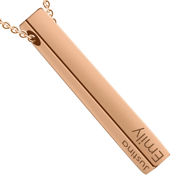 Personalized Pendant Necklace,Custom 3D Engraved Bar Necklace Key Chain,Rose Gold - amlion