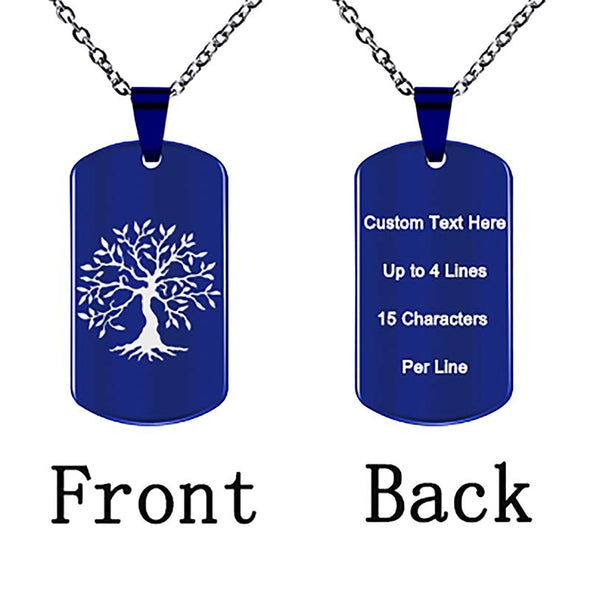 Personalized Necklace, Custom Engraved Necklace,Pendant Keychain, Dog Tag,Rectangle Blue - amlion