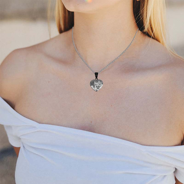 Personalized Necklace, Custom Photo Necklace,Engraved Heart Necklace Keychain, Dog Tag,Black - amlion