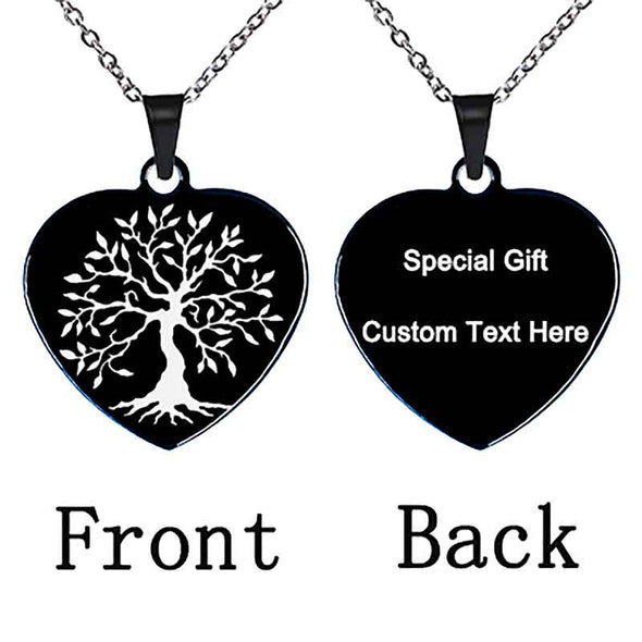 Personalized Necklace, Custom Engraved Necklace,Pendant Key Chain, Dog Tag,Black Heart - amlion