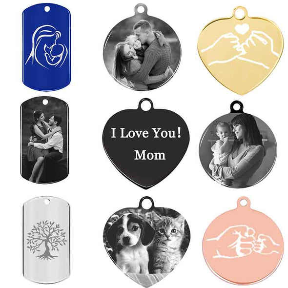 Personalized Necklace, Custom Photo Necklace,Engraved Necklace Keychain, Dog Tag,Heart Blue - amlion