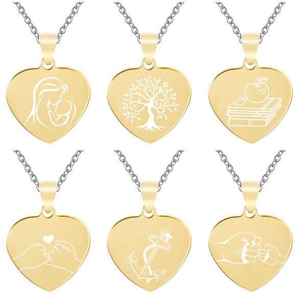 Personalized Necklace, Custom Engraved Necklace,Heart Necklace Key Chain, Dog Tag,Gold - amlion