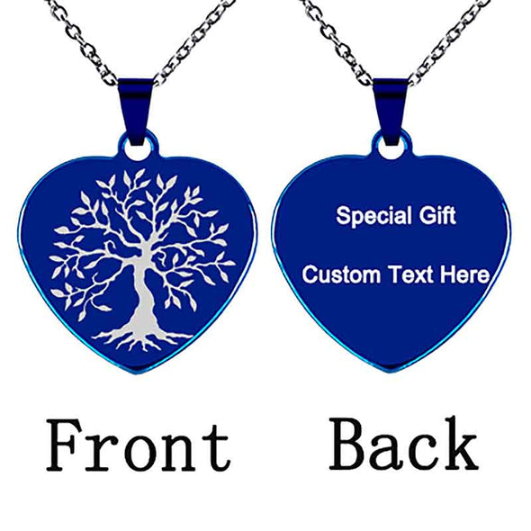 Personalized Necklace, Custom Engraved Necklace,Heart Necklace Keychain, Dog Tag,Blue - amlion