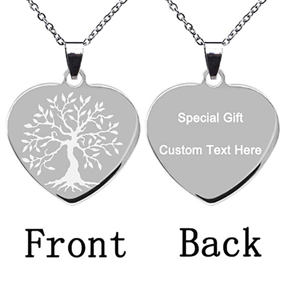 Personalized Necklace, Custom Engraved Necklace,Heart Necklace Keychain, Dog Tag,Silver - amlion