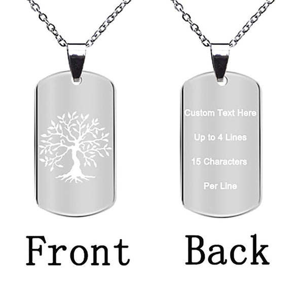 Personalized Necklace, Custom Engraved Necklace,Pendant Keychain, Dog Tag,Rectangle Silver - amlion
