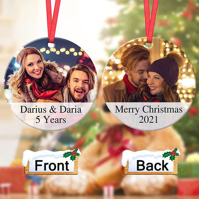 Personalized Photo Christmas Ornaments, Custom Round Ornaments Christmas, Customized Hanging Tree Ornaments Gifts