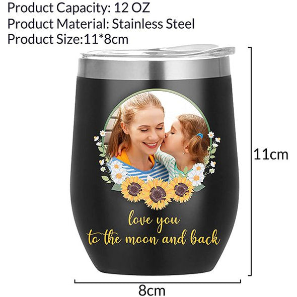 Personalized Wine Tumblers With Lid, 12oz Stainless Steel Insulated Custom Photo Wine Tumbler Cups