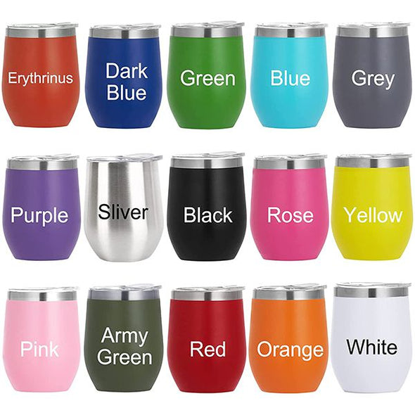 Personalized Wine Tumblers With Lid, 12oz Stainless Steel Insulated Custom Wine Tumbler Cups