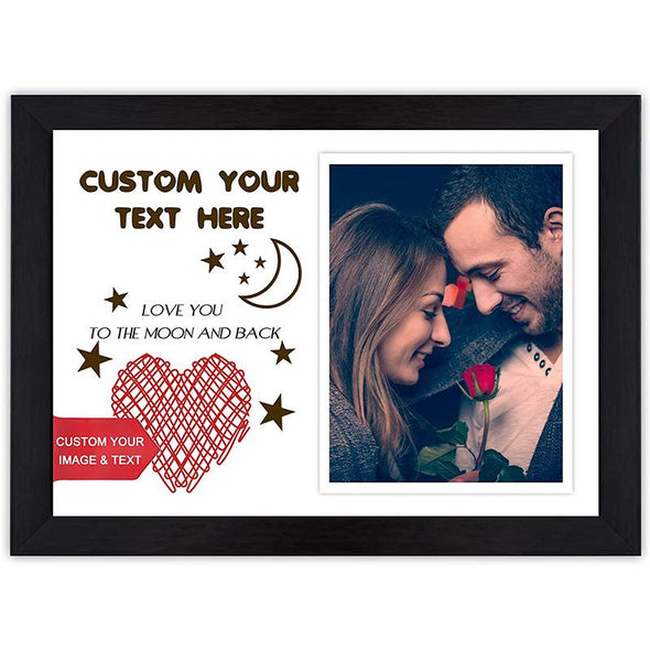Personalized Photo Collage Prints Frame, Custom Picture Poster with Wooden Frame for Couple