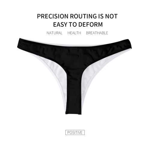 Women's Custom Name Thong Panty,Personalized "Ass Belongs To" Black Thong Underwear