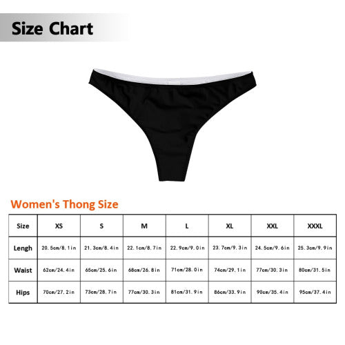 Custom Women Underwear, Women's Custom Name's Cock White Thong Panty
