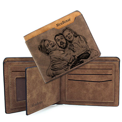 Personalized Photo Wallet for Men,Customized Engraved Mens Picture Wallet for Boyfriend-Dark brown